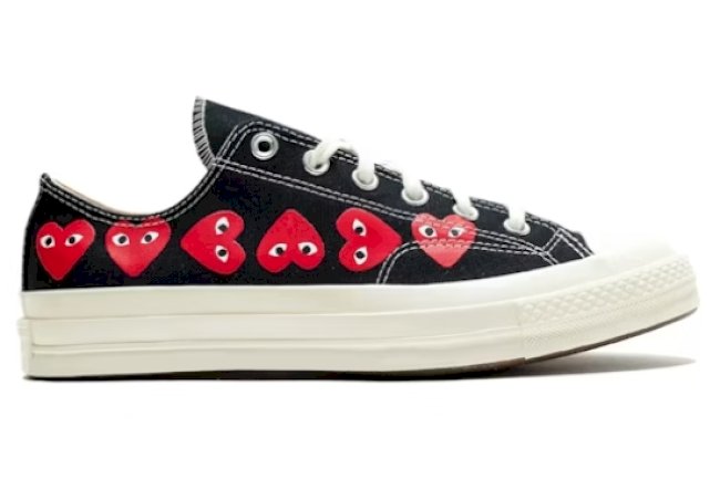 CDG Multi Hearts Converse Low Comfort Check